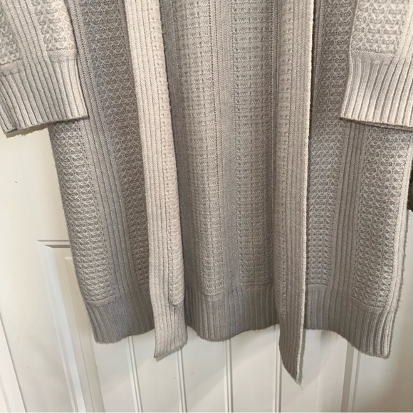 Soft surroundings, oatmeal open front knit cardigan women small - Picture 4 of 12